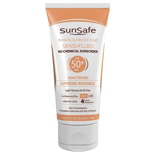 تصویر  ضدآفتاب فیزیکال فلوئید SPF50 پوست‌ های حساس سان سیف 50 ميل