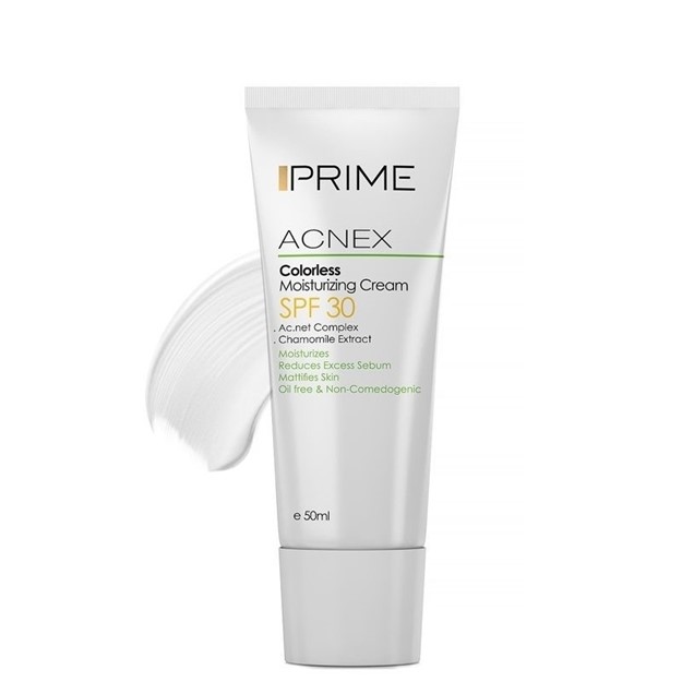 تصویر  کرم مرطوب کننده بی رنگ Acnex با SPF30 پرایم 50 میل