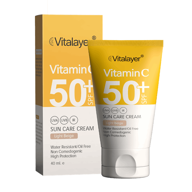 تصویر  ضدآفتاب رنگی +SPF50 حاوی ویتامین C رنگ بژ روشن ویتالیر 40 میل