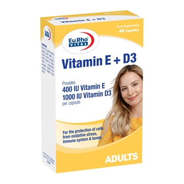 تصویر  کپسول ویتامین E + D3 یوروویتال 60 عددی
