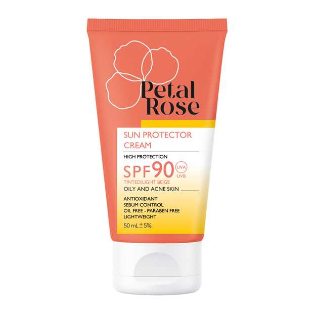 تصویر  کرم ضد آفتاب SPF90 پوست چرب رنگ بژ روشن پتال رز 50 میل