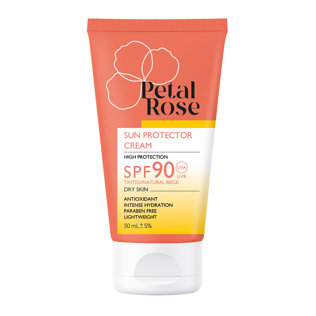 تصویر  کرم ضد آفتاب SPF90 پوست خشک رنگ بژ طبیعی پتال رز 50 میل