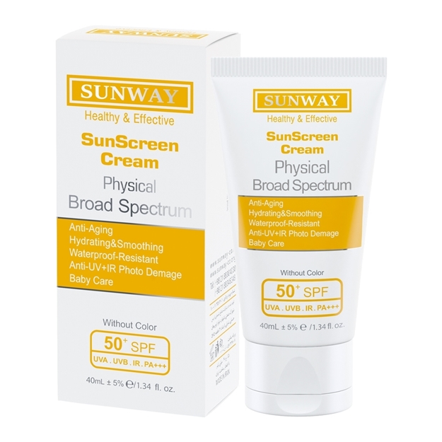 تصویر  کرم ضد آفتاب بی رنگ فیزیکال SPF50 سان وی 40 میل