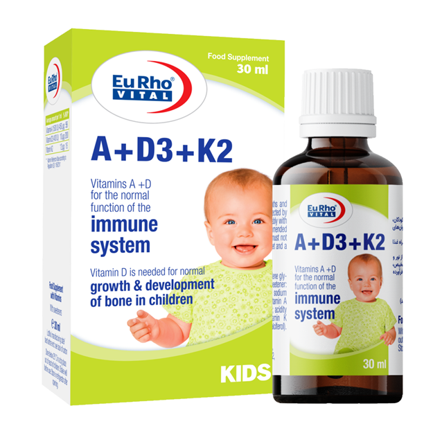 تصویر  قطره ویتامین A+ D3+ K2 یوروویتال 30 میل