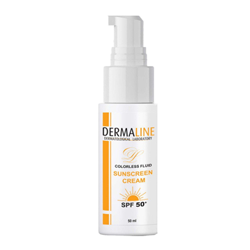 تصویر  ضد آفتاب فلوئيدی بی رنگ SPF50 درمالاین 50 میل