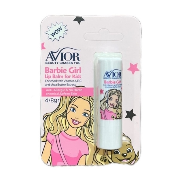 تصویر  بالم لب کودک بی رنگ باربی آویور 4/8 گرم