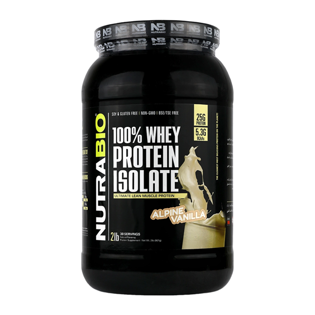 تصویر  پودر پروتئین وی ایزوله با طعم وانیل آلپاین نوترابایو 907 گرمی