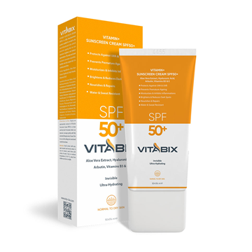 تصویر  کرم ضد آفتاب بی رنگ SPF50 پوست های نرمال تا خشک ویتابیکس 50 میل