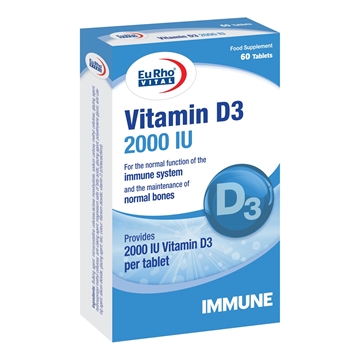 تصویر  قرص ویتامین د3 2000 واحد یوروویتال 60 عددی