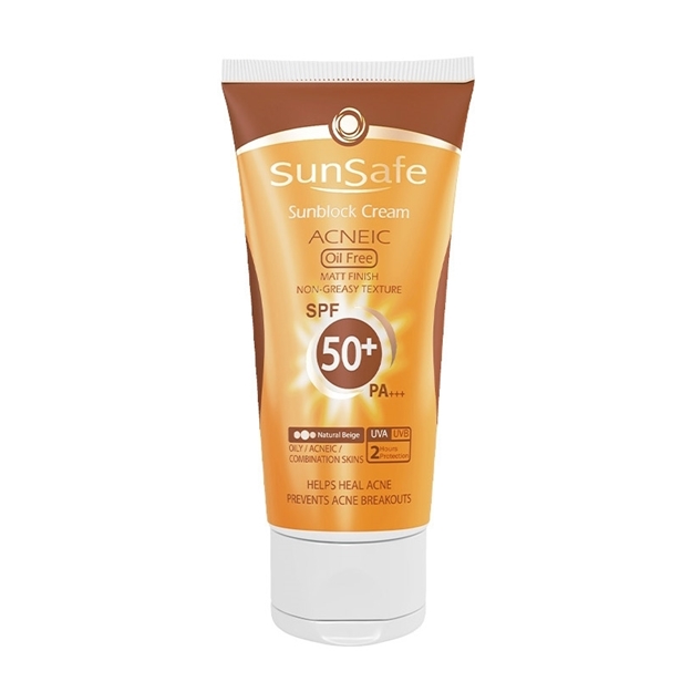 تصویر  ضدآفتاب فاقد چربی بی رنگ آکنئیک SPF50 سان سیف 50 میل