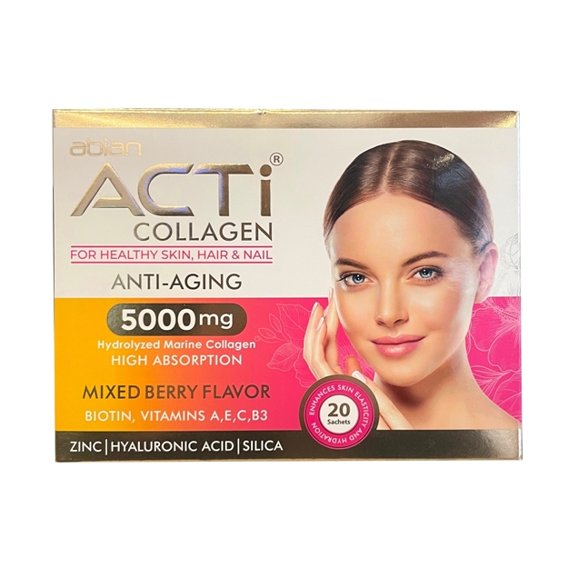 تصویر  ساشه اکتی کلاژن با طعم میکس بری ابیان دارو 20 عددی