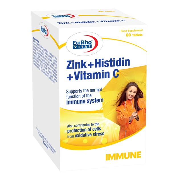 تصویر  قرص زینک + هیستیدین + ویتامین C یوروویتال 60 عددی