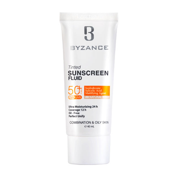 تصویر  فلوئید ضد آفتاب SPF50 رنگ بژ طبیعی 20 پوست چرب بیزانس 40 میل