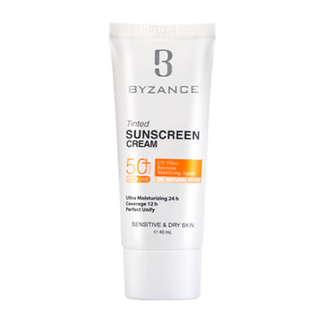 تصویر  کرم ضد آفتاب SPF50 رنگ بژ طبیعی 20 پوست خشک بیزانس 40 میل