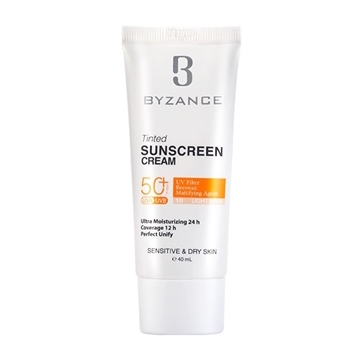 تصویر  کرم ضد آفتاب SPF50 رنگ بژ روشن 10 پوست خشک بیزانس 40 میل