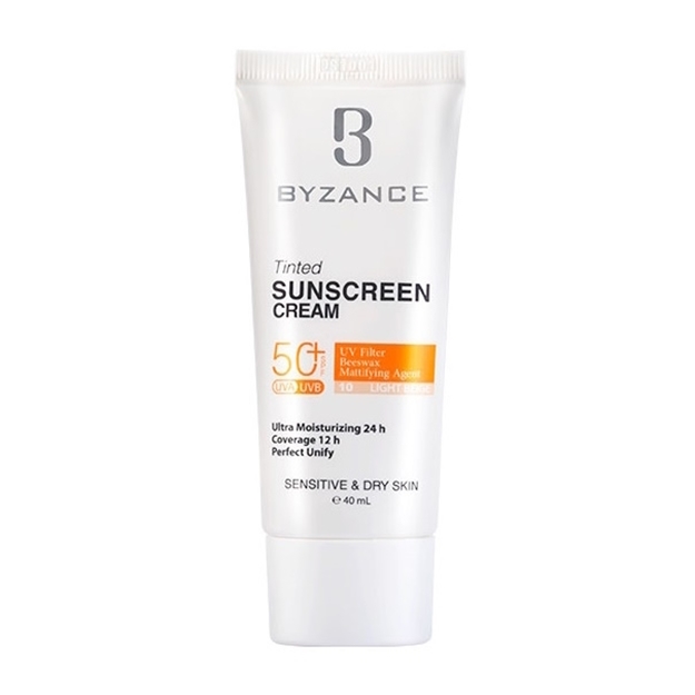 تصویر  کرم ضد آفتاب SPF50 رنگ بژ روشن 10 پوست خشک بیزانس 40 میل
